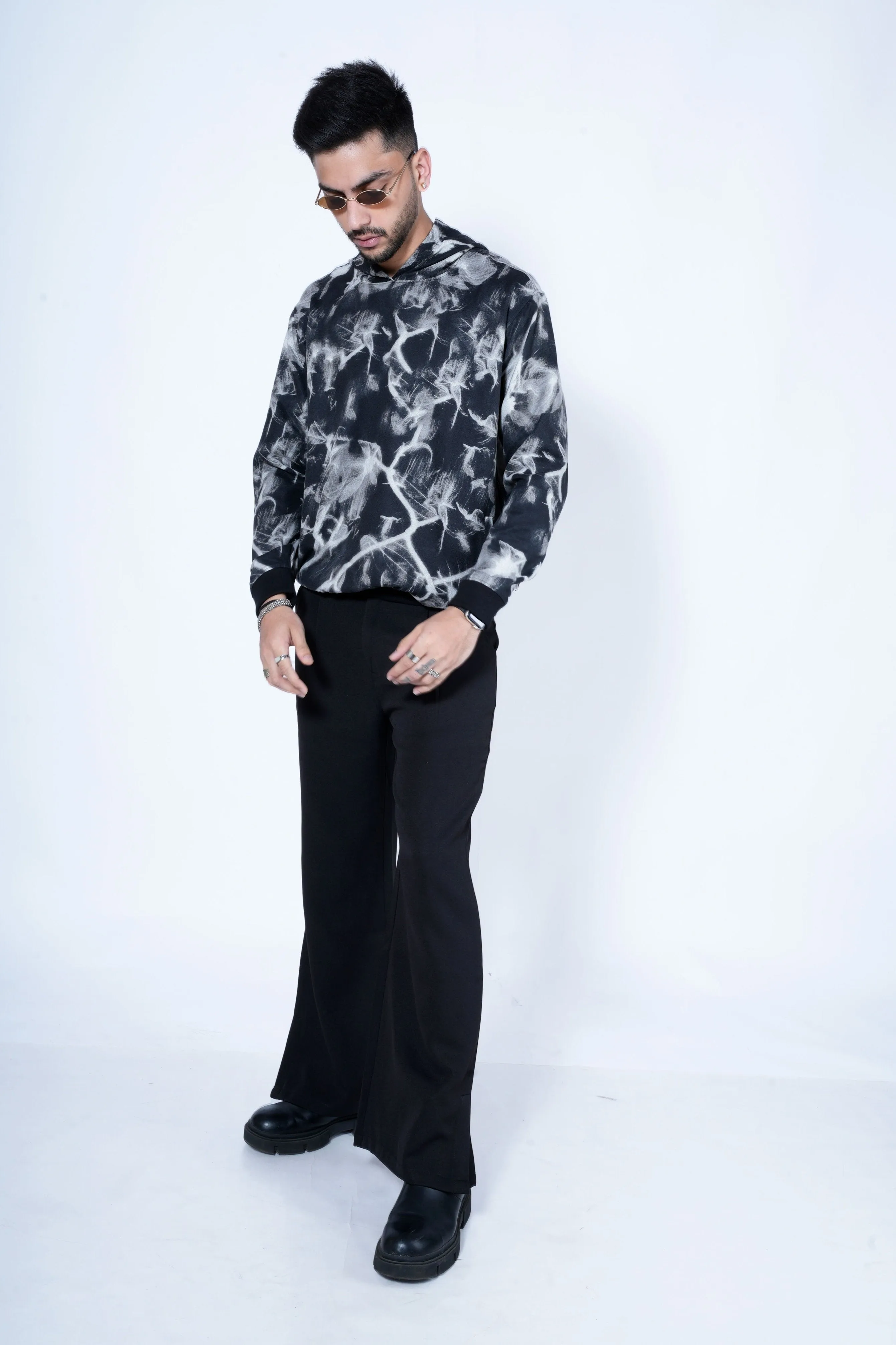 Abstract Smoke Print Oversize Hoodie