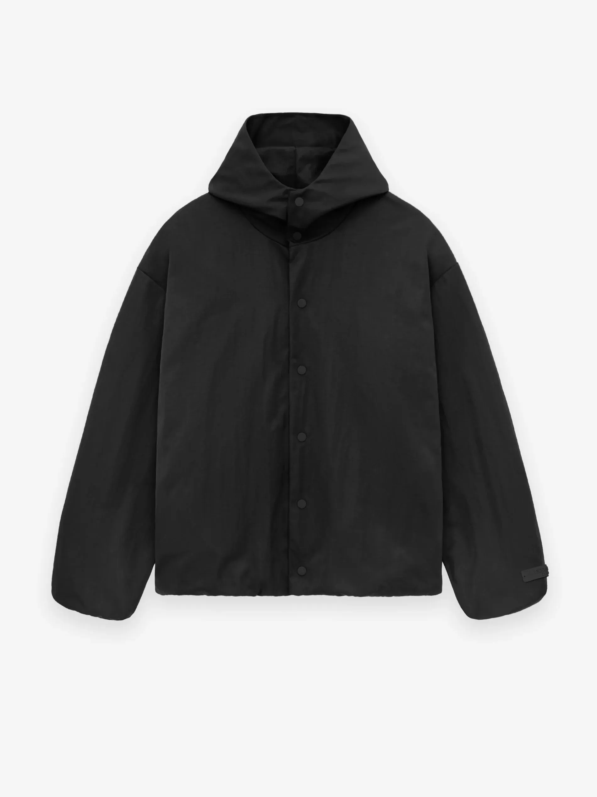 Fear of God Essentials Textured Nylon Hooded Coaches Jacket in Black
