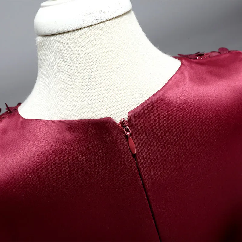 Girls Wine Red Party Dress (6m-8 Yrs)