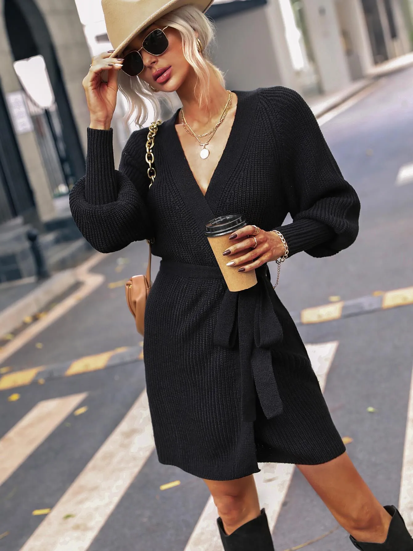 Glamorous Wrap Sweater Dress