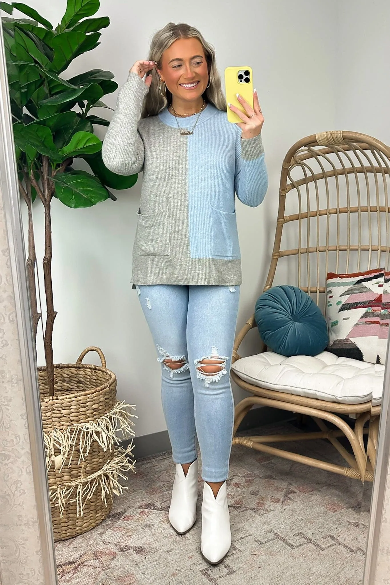 Jazara Color Block Pocket Knit Top - FINAL SALE