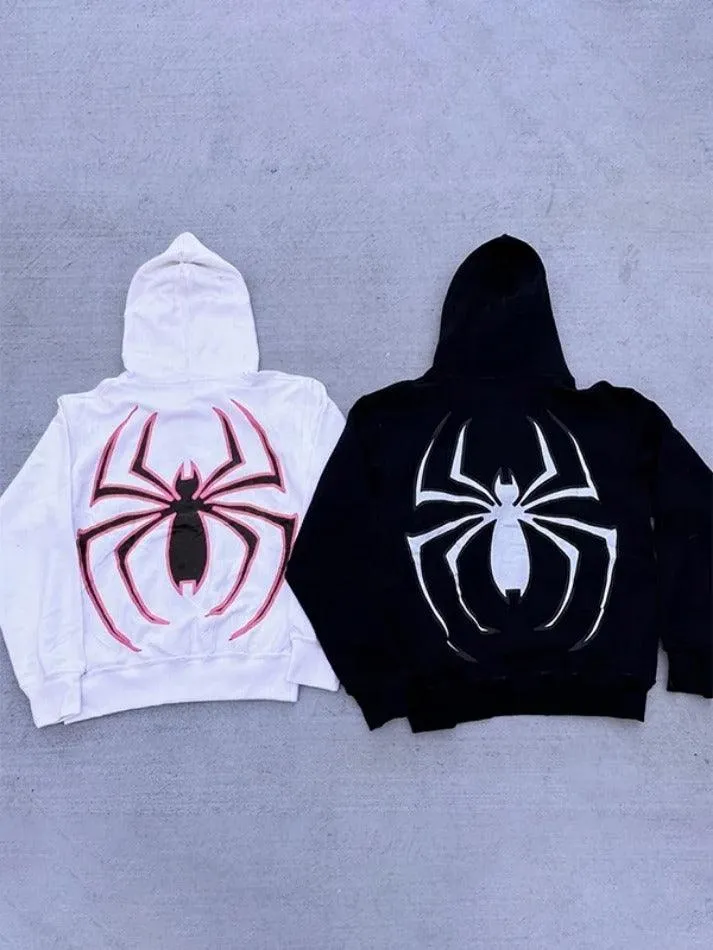 Joskaa Punk Spider Print Oversized Hoodie