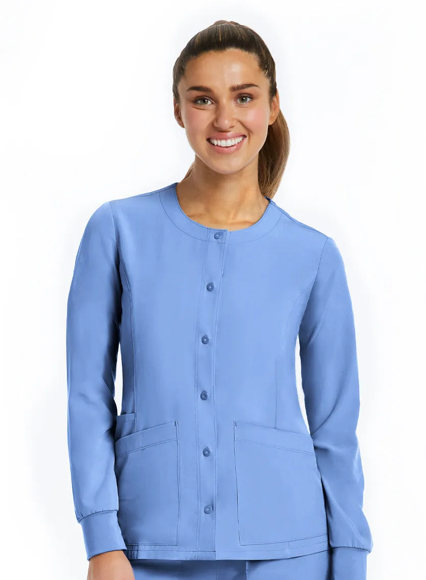 Maevn Round Neck Snap Scrub Jacket