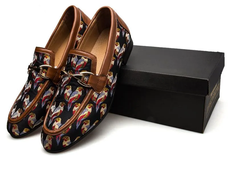 Men's Casual Leather Loafers With Print