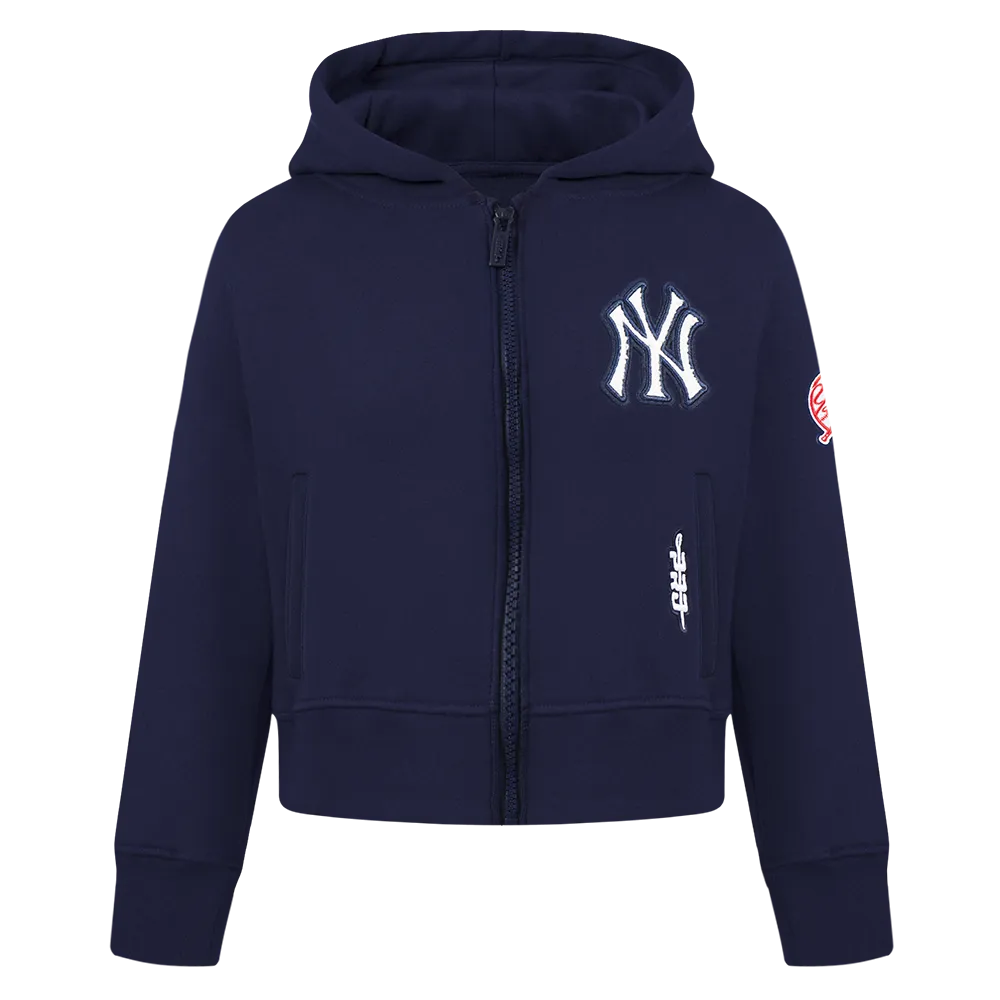 NEW YORK YANKEES CLASSIC TODDLER GIRLS FLC FZ HOODIE (MIDNIGHT NAVY)