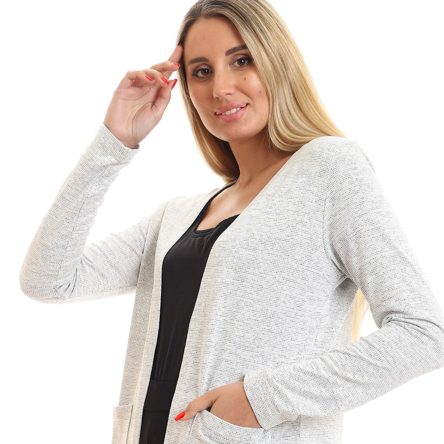 Open Neckline Slip On Cardigan - Kady
