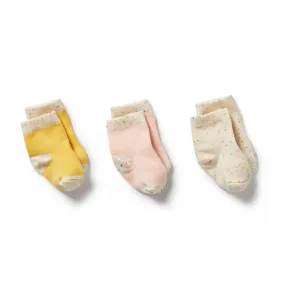 Organic Cotton Baby Socks 3 pack | Dijon, Pink, Fleck