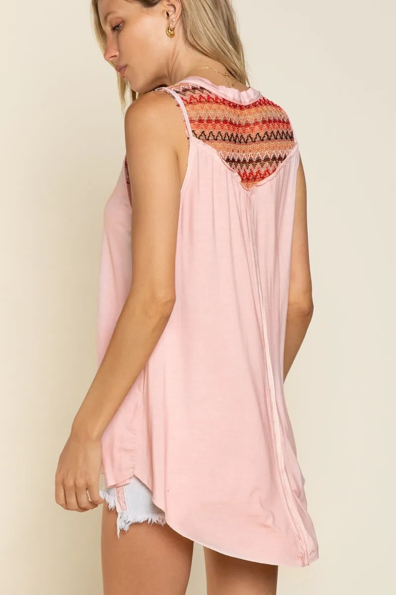 SLEEVELESS BOHO KNIT TOP