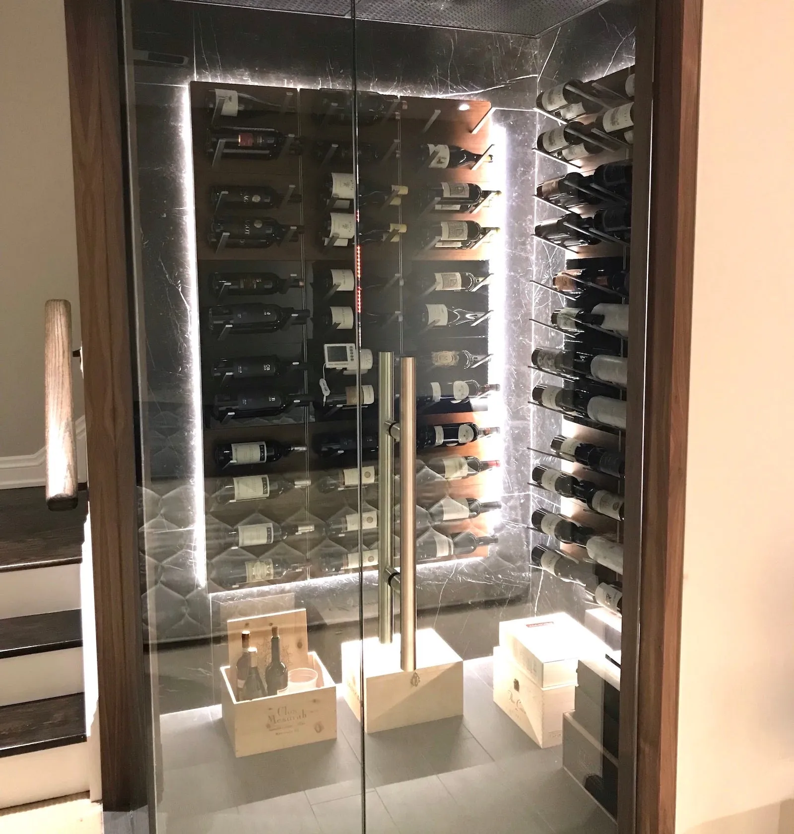 STACT Premier L-type Wine Rack - Walnut & Silver